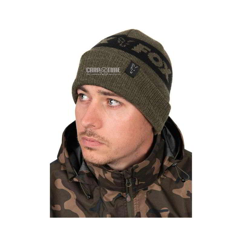 FOX BEANIE HAT GREEN & BLACK