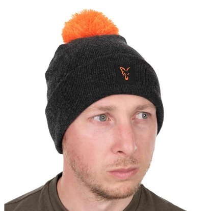 COLLECTION BOBBLE HAT BLACK ORANGE